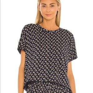 THE GREAT. Cut edge tee in navy floral